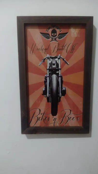 quadro gravura vista frontal moto preta