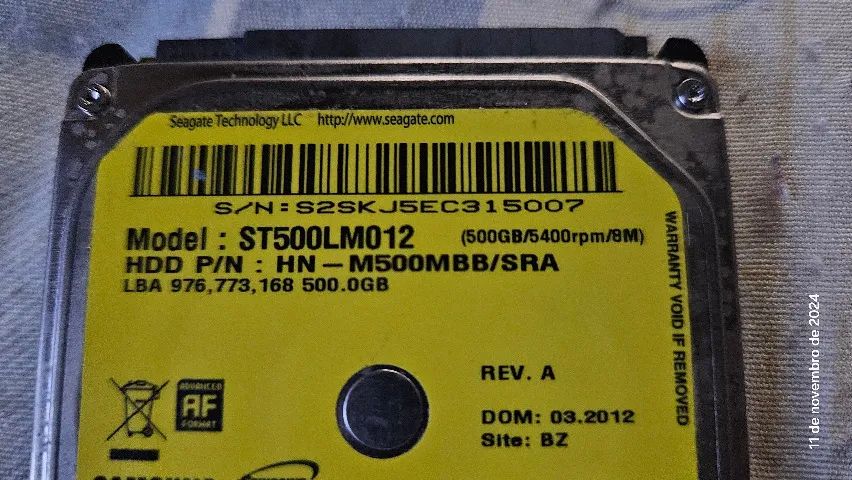 Hd de notebook Samsung ST500LM012 500GB 5400RPM 8MB CACHE - Foto 2