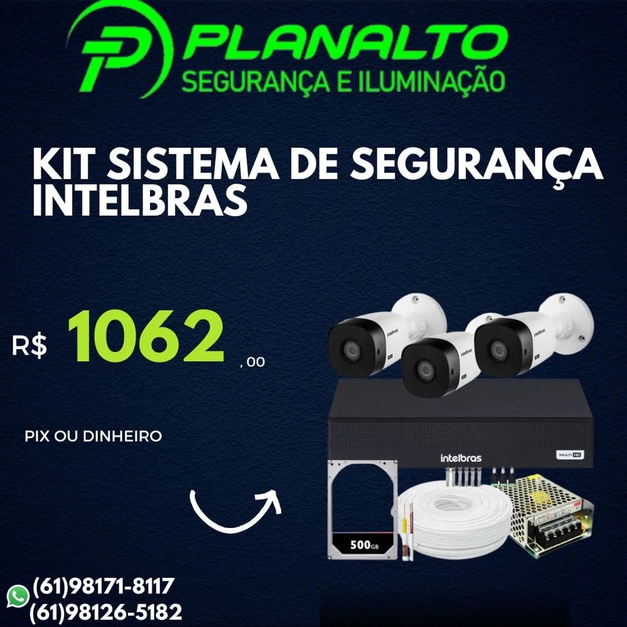 Kit Sistema de Segurança Intelbras 3 Câmeras