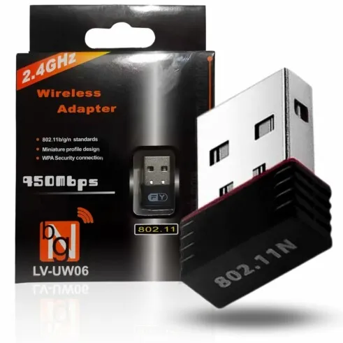 Adaptador Wireless Usb Wifi para PC ou Notebook, 2.4 GHz 150Mbps - UW06