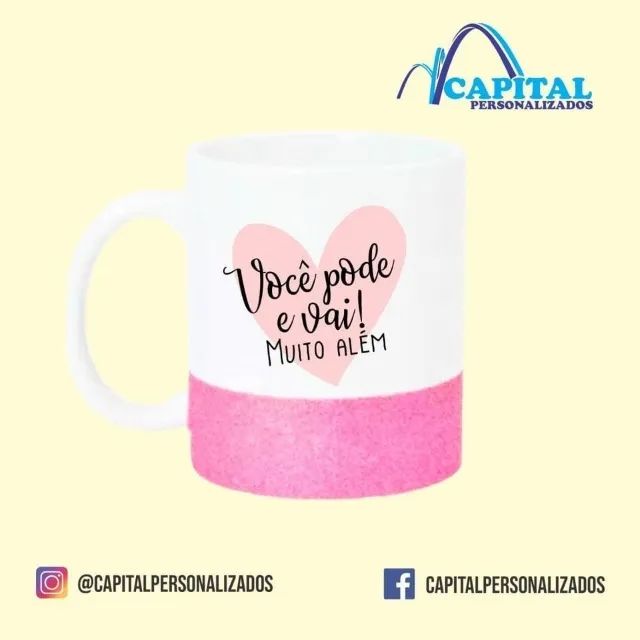 caneca com tarja gliter - Foto 3