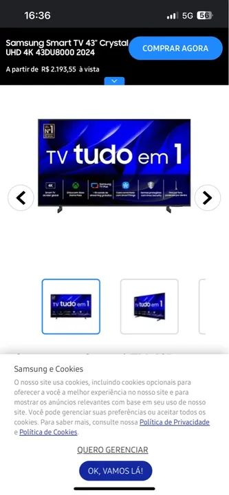 Tv smart sansung 43 polegadas nova com avaria - Foto 2