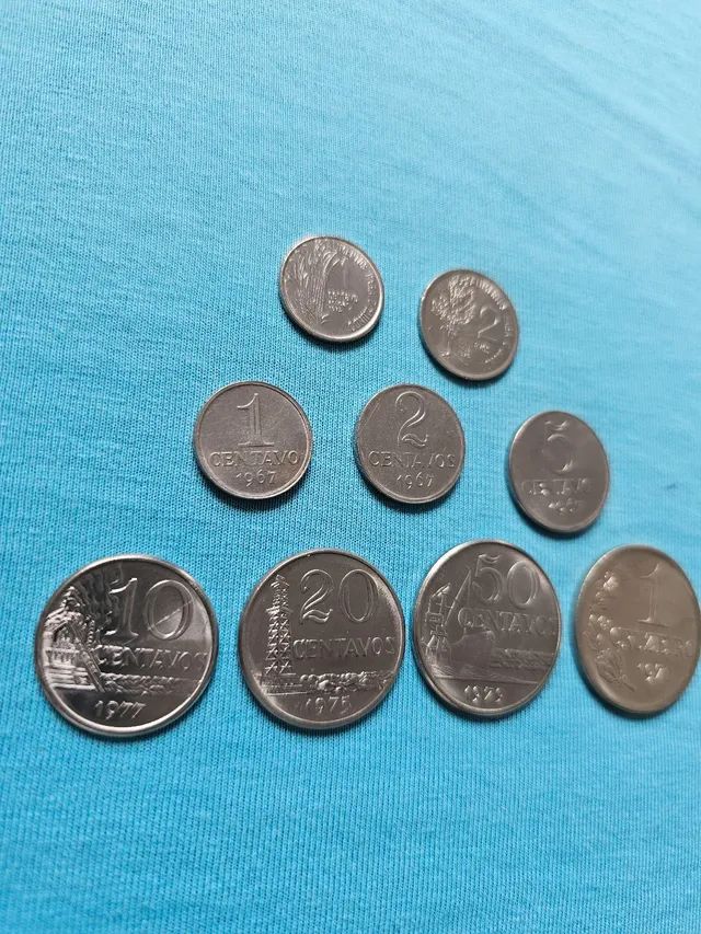 Moedas antigas centavos década 70 coleção excelentes