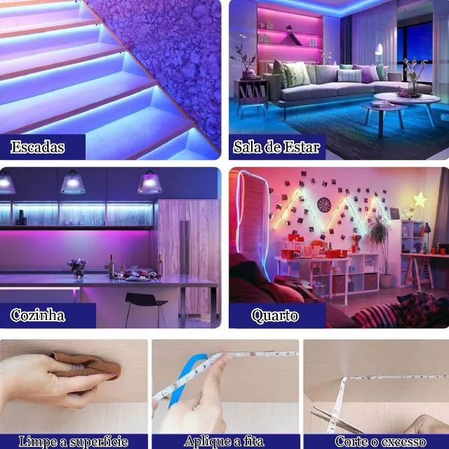 Fita Led Bluetooth Usb 5m Resistente Para Sala, Quarto, Tv, Cor da luz Colorida - Foto 6