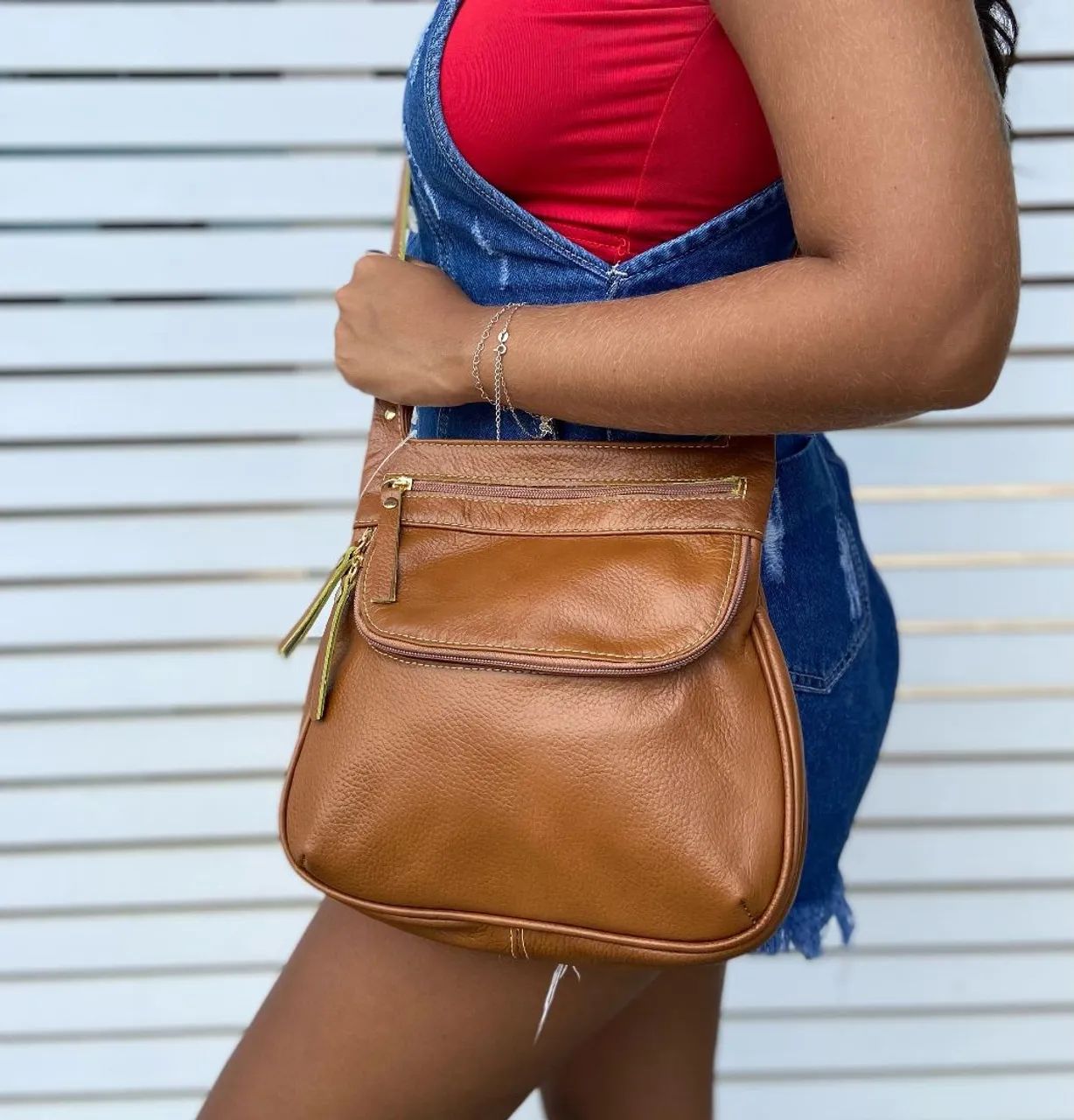 Bolsa de Ombro Marrom em Couro