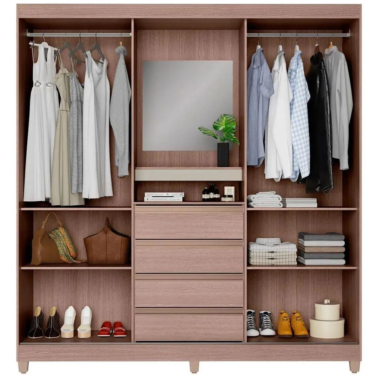 Guarda-roupa com Espelho e 4 Gavetas - Foto 2
