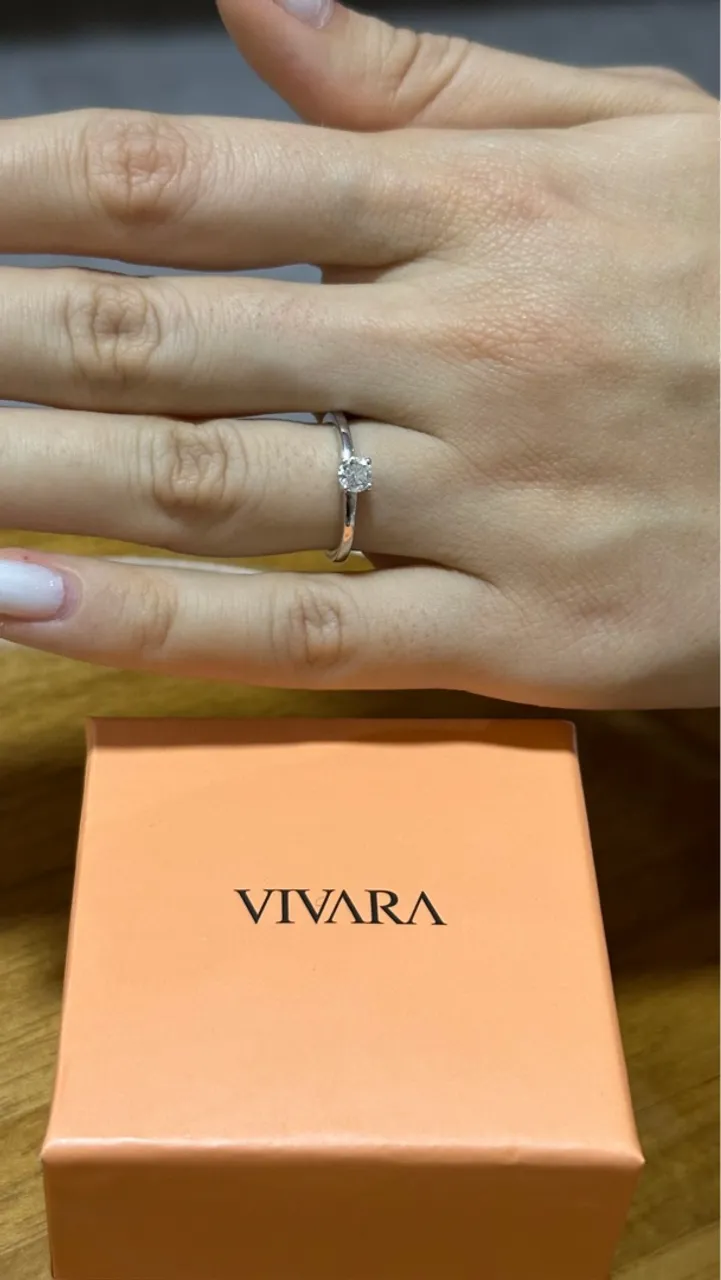 Anel solitário vivava classic ouro branco 18k diamante 0,26ct