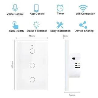 Interruptor Inteligente WiFi Touch 2 Botões Compatível com VOZ  - Foto 3