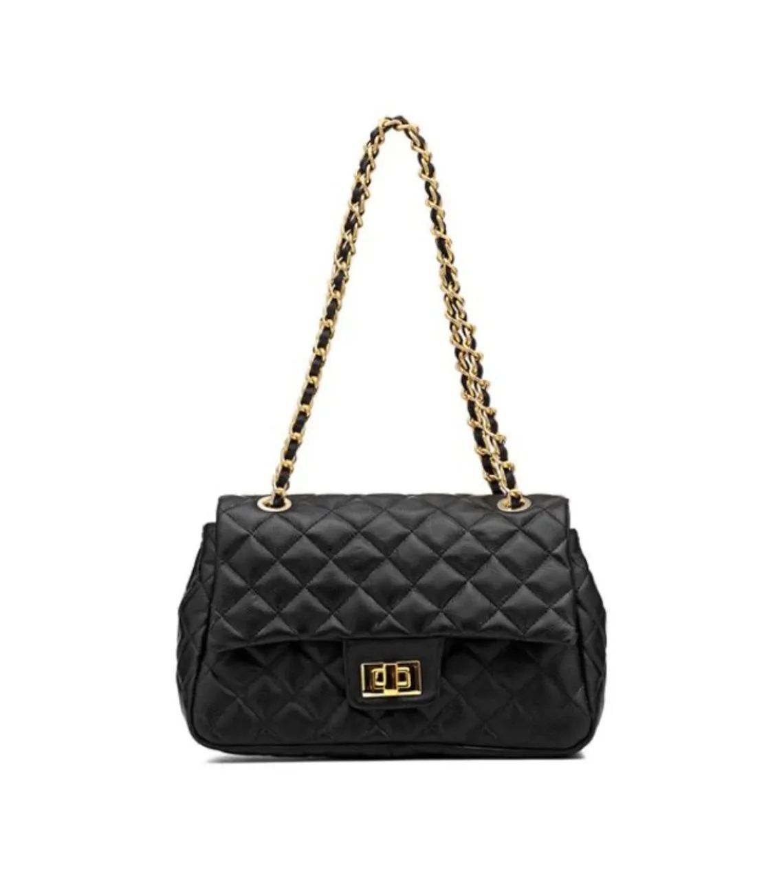Bolsa Deseo Média Couro Legitimo Matelassê Preta, seminova, em excelente estado