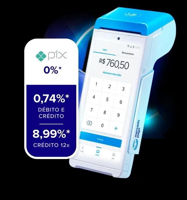 Máquina de Cartão smart 2 Pagamento Pix Mercado Pago
