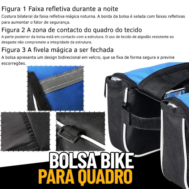 Bolsa Dupla Quadro Alforge Bike Porta Ferramentas Objetos Faixa Refletiva _ ES29 - Foto 2