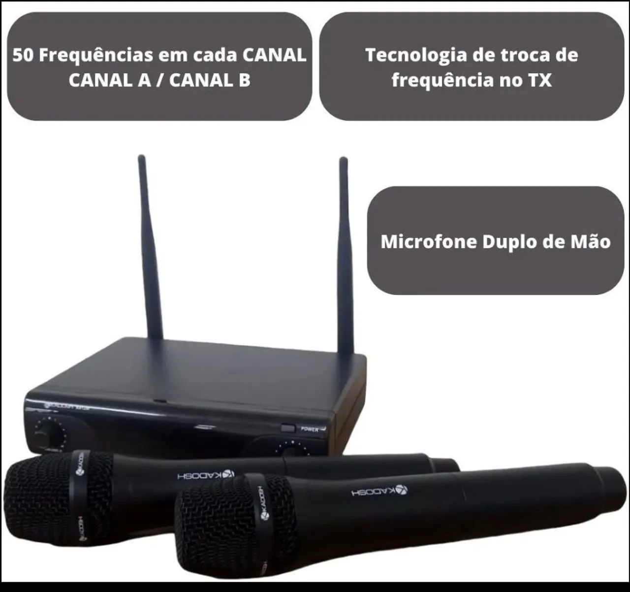 Microfone sem fio Kadosh ( com bateria de litio Recarregável) - Foto 3