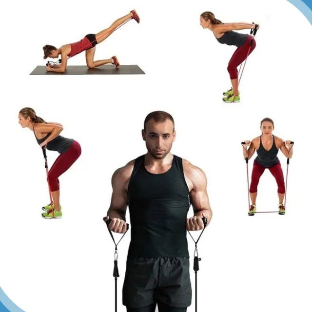 Kit Extensor Elastico 11 Peças Exercicio Fitness Pilates Academia - Foto 2