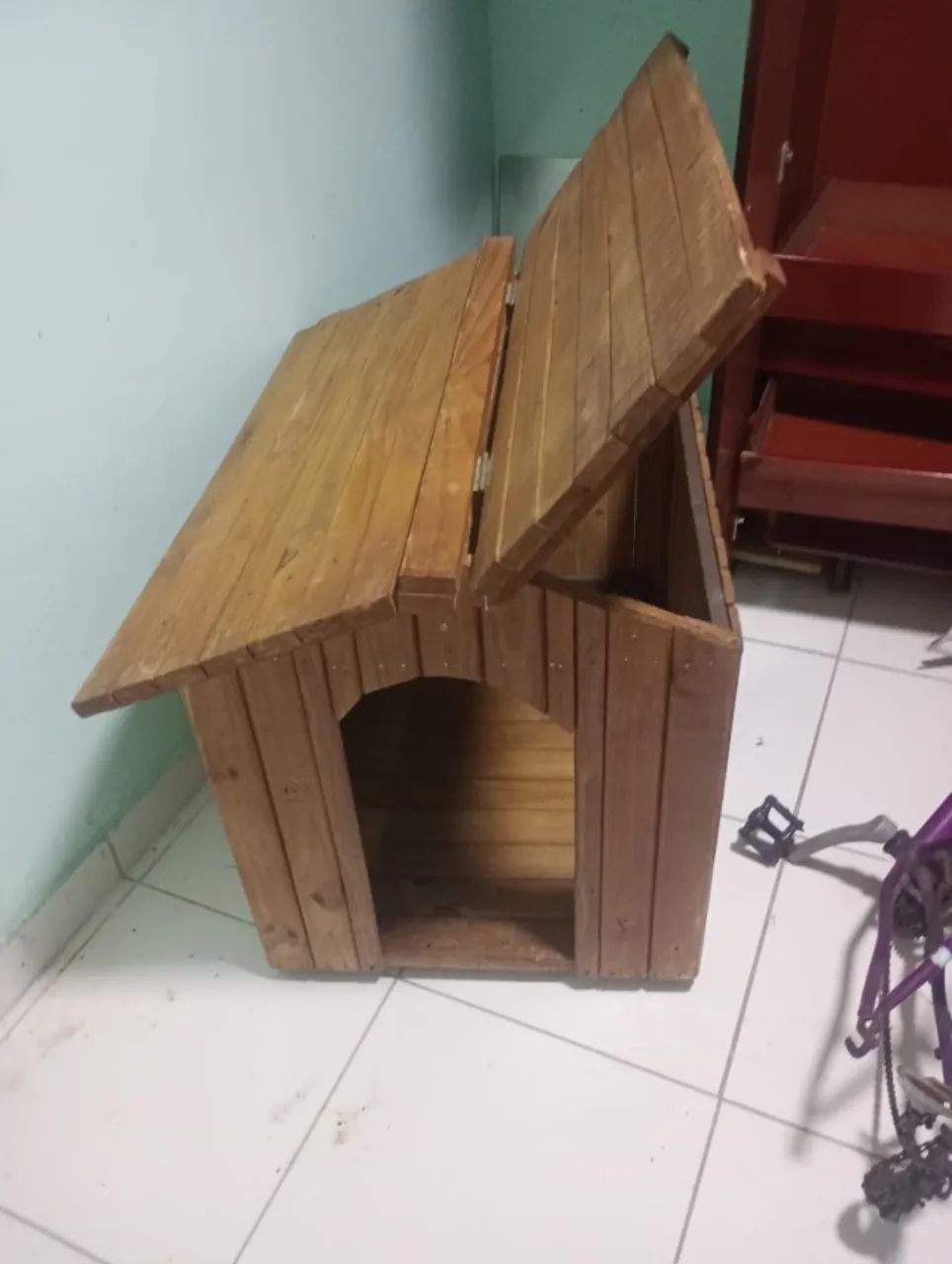Casa de cachorro com rodas e teto solar  - Foto 3