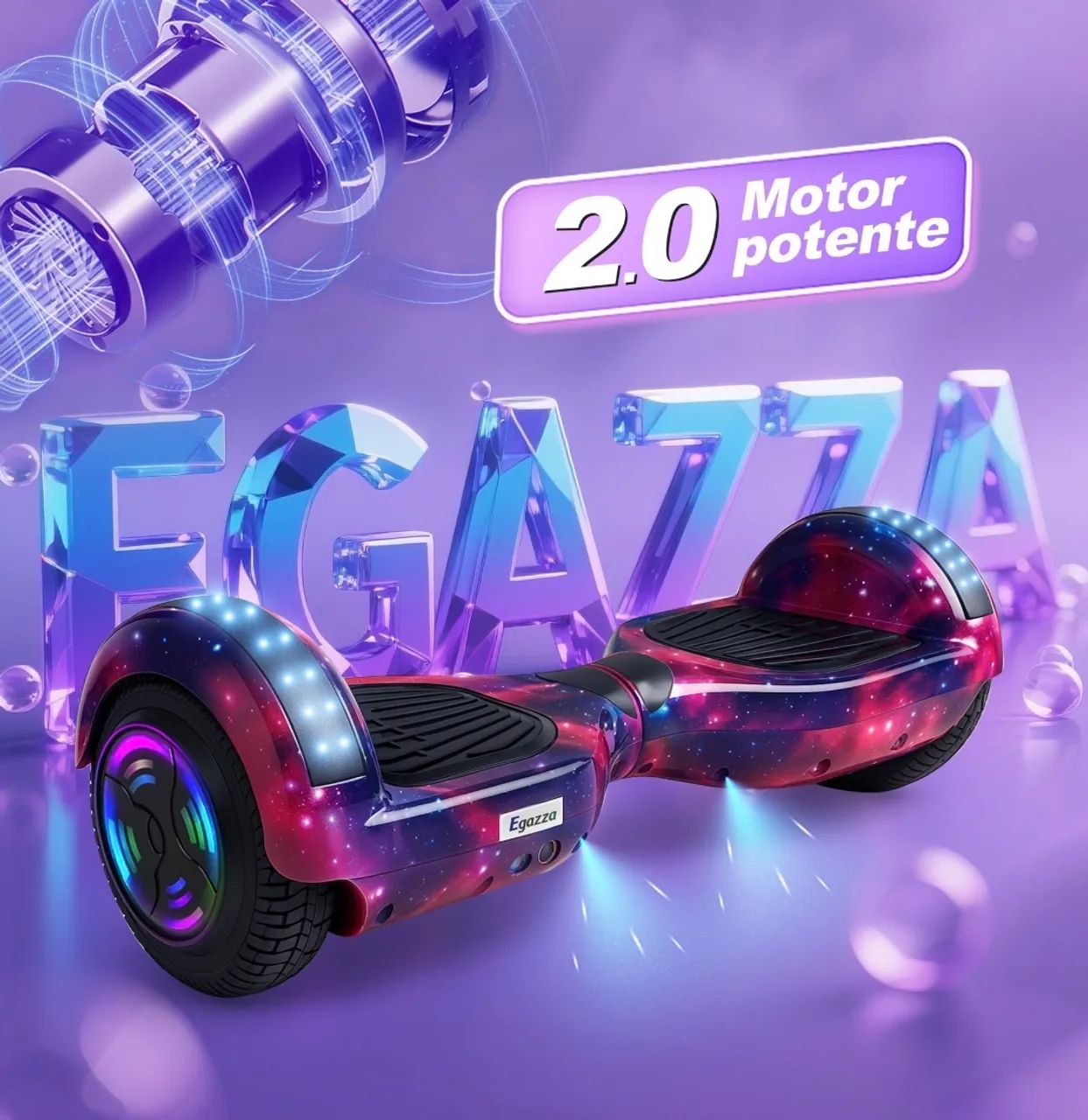 Hoverboad skate eletrico 6,5 Aurora led bluetooth e bolsa de transporte  - Foto 2