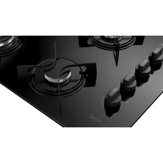 Cooktop Atlas 4 Bocas Gás Chama Tradicional Vidro Preto - Foto 4