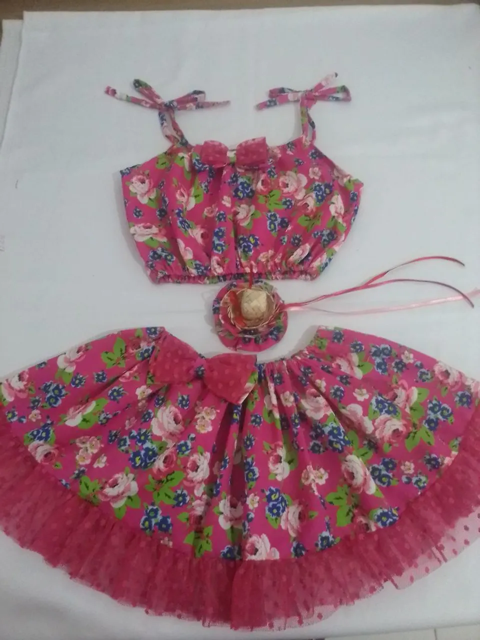 Conjunto Infantil Floral Rosa