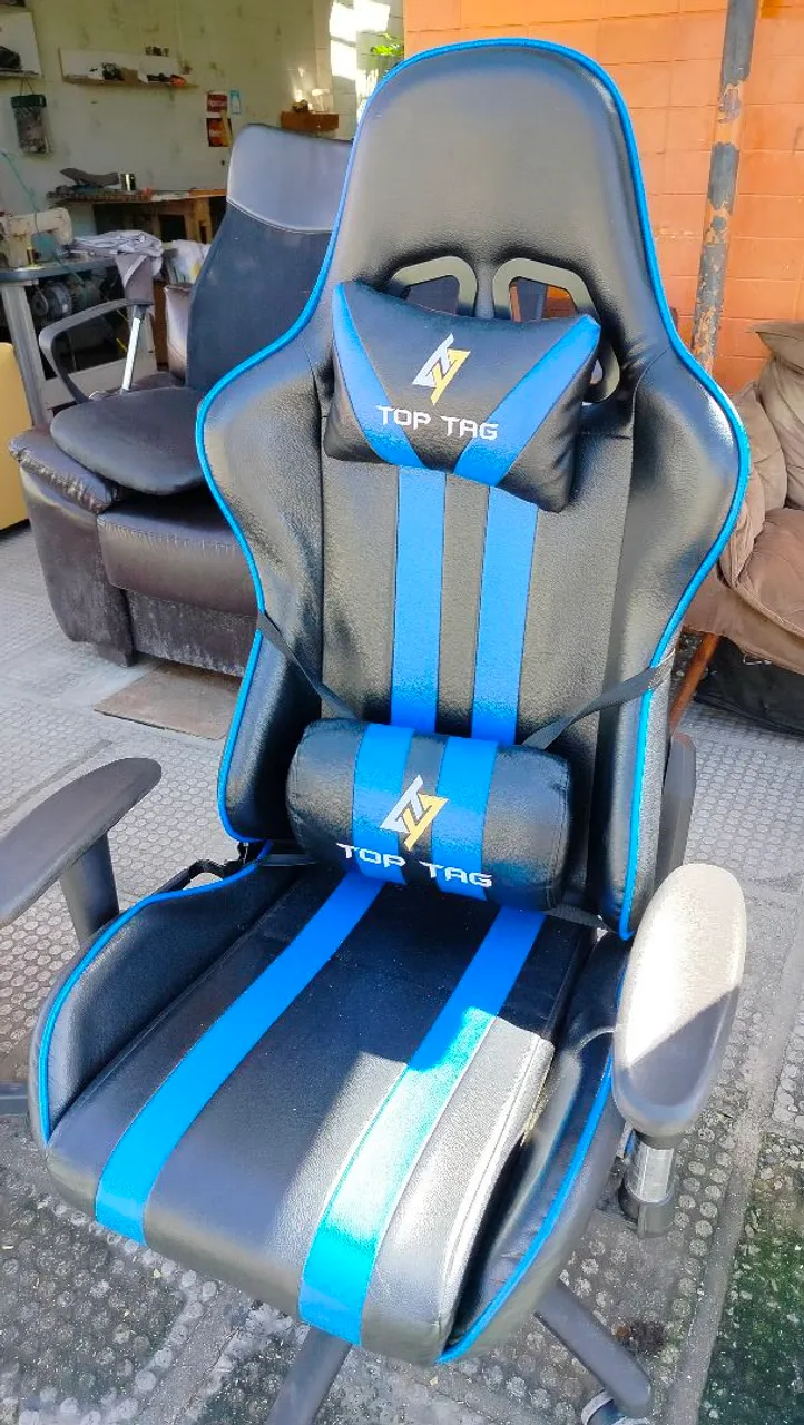 Cadeira Gamer Top Tag Azul com Rodas