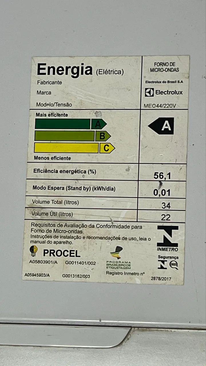Microondas Eletrolux 34L MEO4464312007713923123