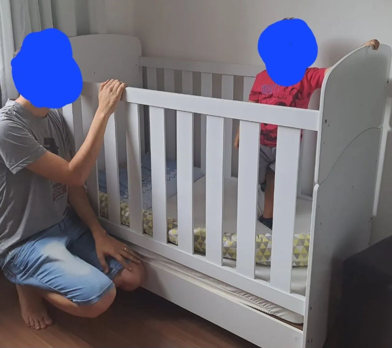 Berço Multifuncional 3 em 1 Branco c/ colchão USADO - Foto 2