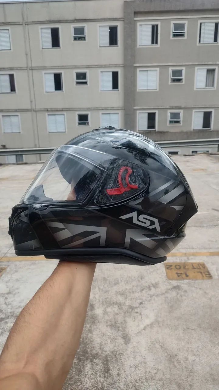 Capacete ASX Draken UK Preto/Cinza Tam 58 - Foto 2