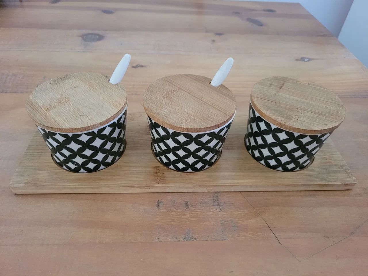 Porta tempero petisqueira de bambu - 3 peças 200ml - Foto 2