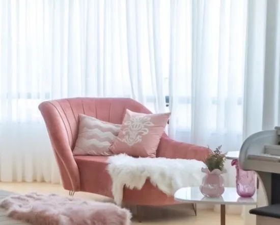 Sofá chaise rosa/rose (Divã)