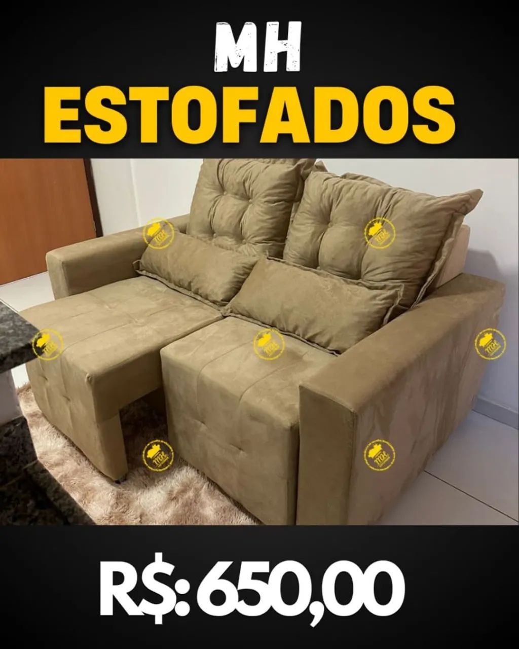 Sofá 2 Lugares Estofado Retrátil MH - Foto 3