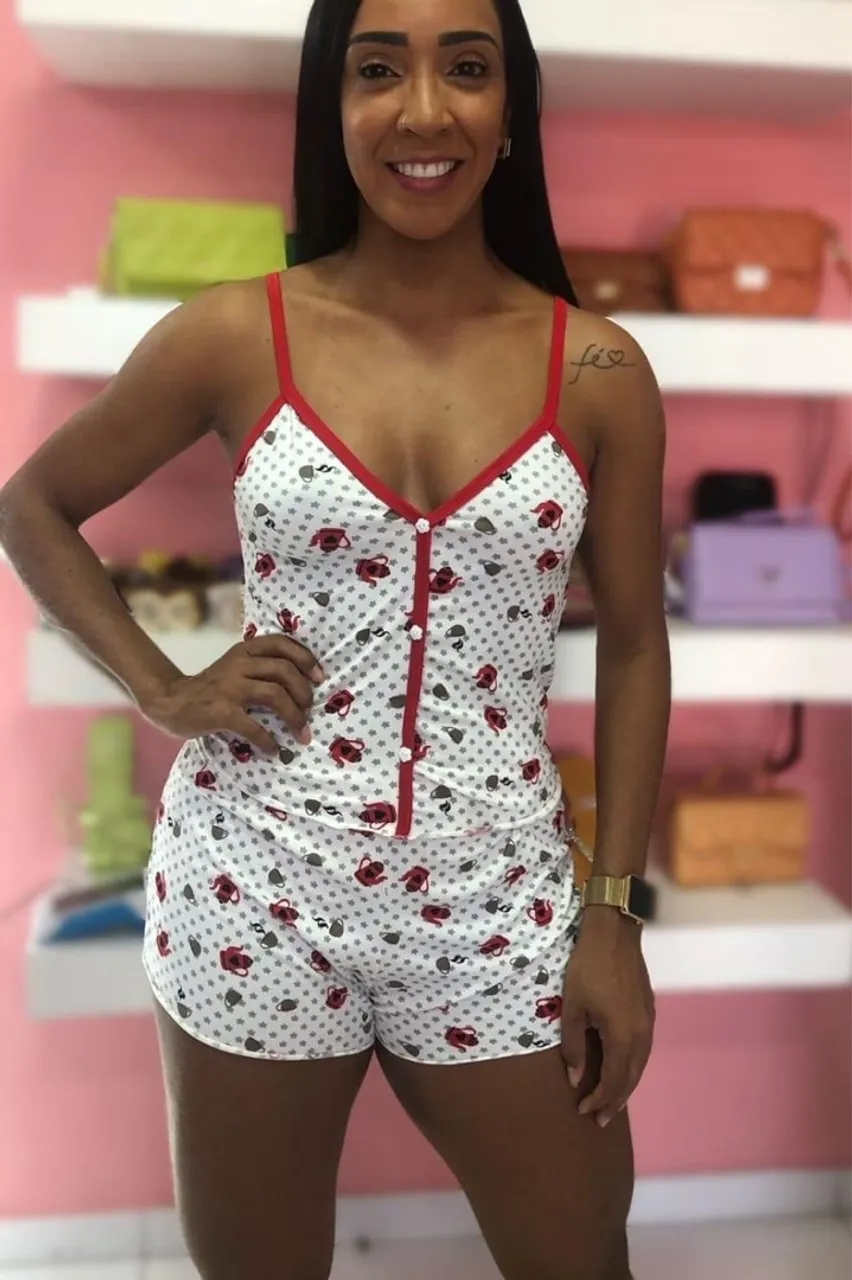 Conjunto de pijama feminino estampado