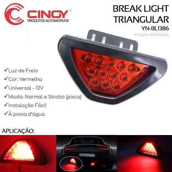 Lanterna Traseira Triangular Vermelha para Carro - Nova