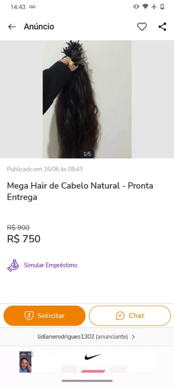 Cabelo humano , mega hair castanho ondulado