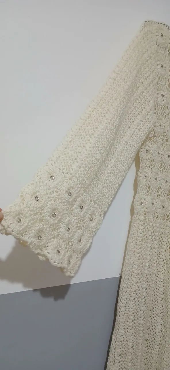 Vendo vestido longo de crochê feito à mão - Foto 3