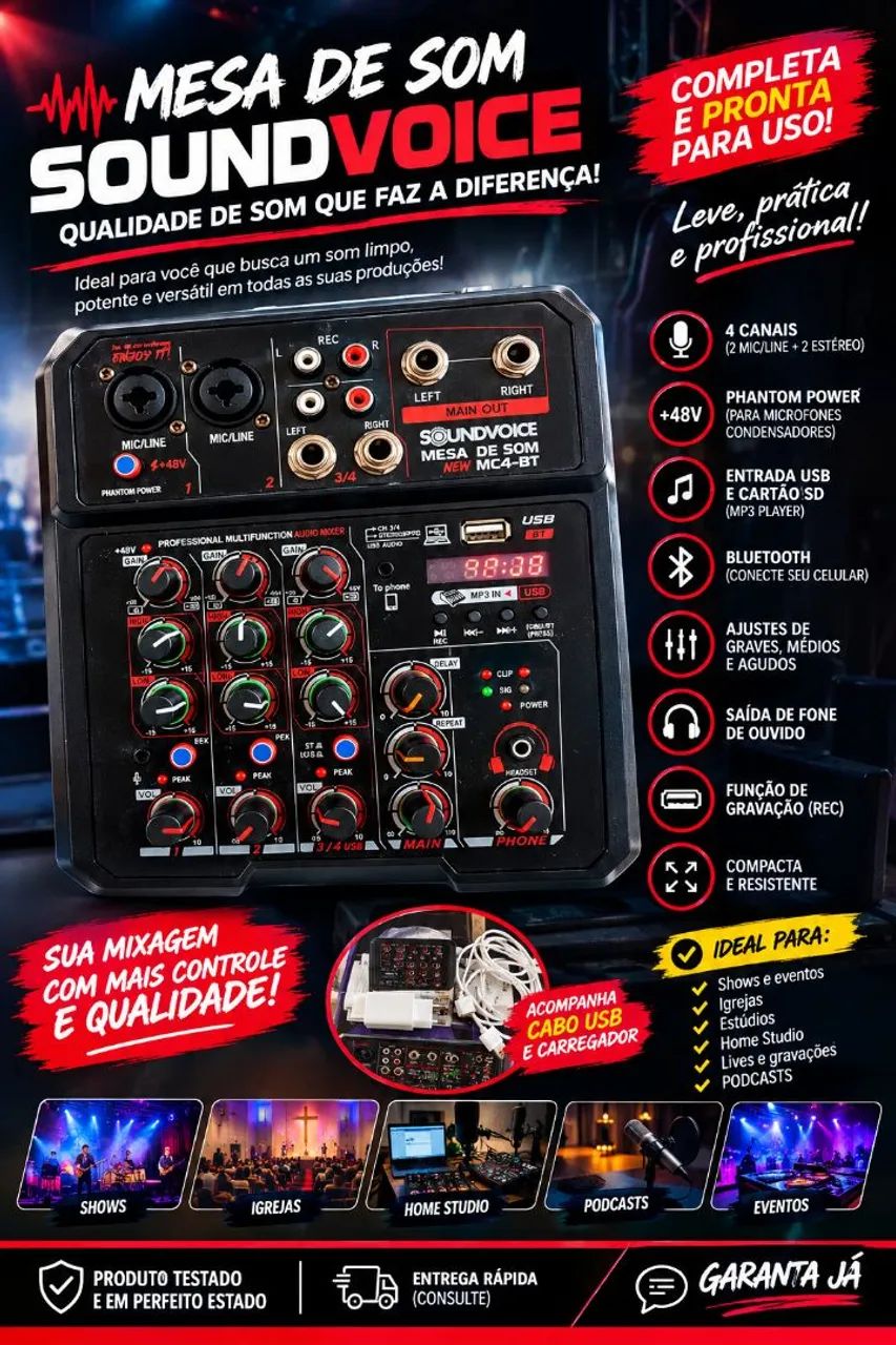 Mesa com interface de áudio!