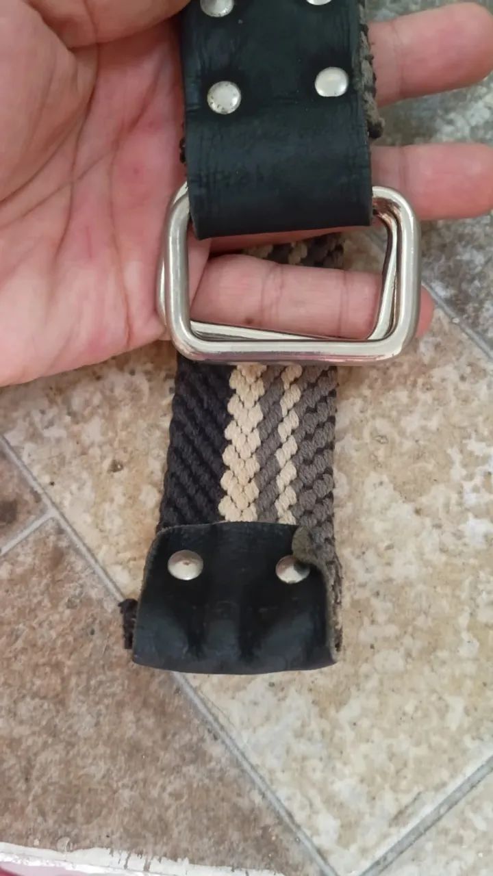 Cinto masculino, preto, cinza e bege - Foto 2