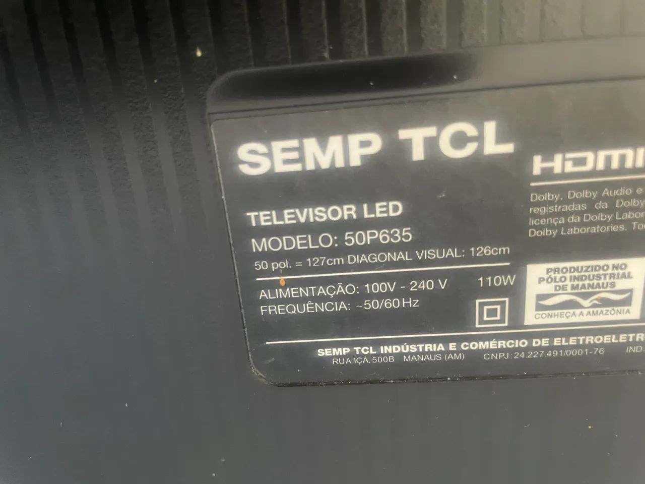 Tv Pra retirada de peça 50 pol.