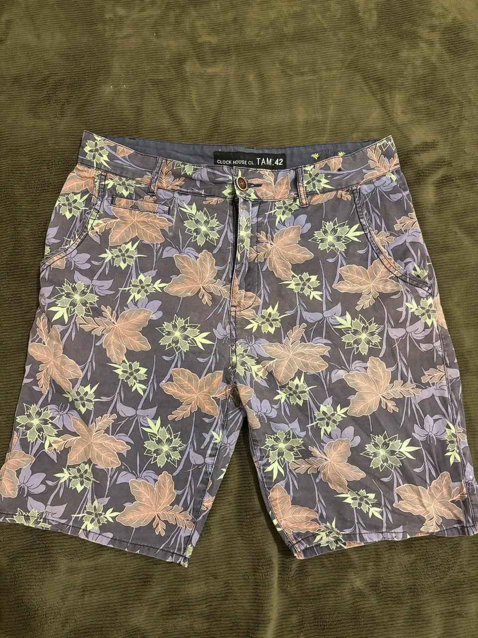 bermuda masculina clock house floral 42
