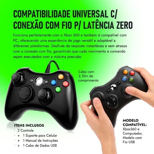 Controle manete compatível com Xbox 360, Computador, notebook, com fio - Foto 5