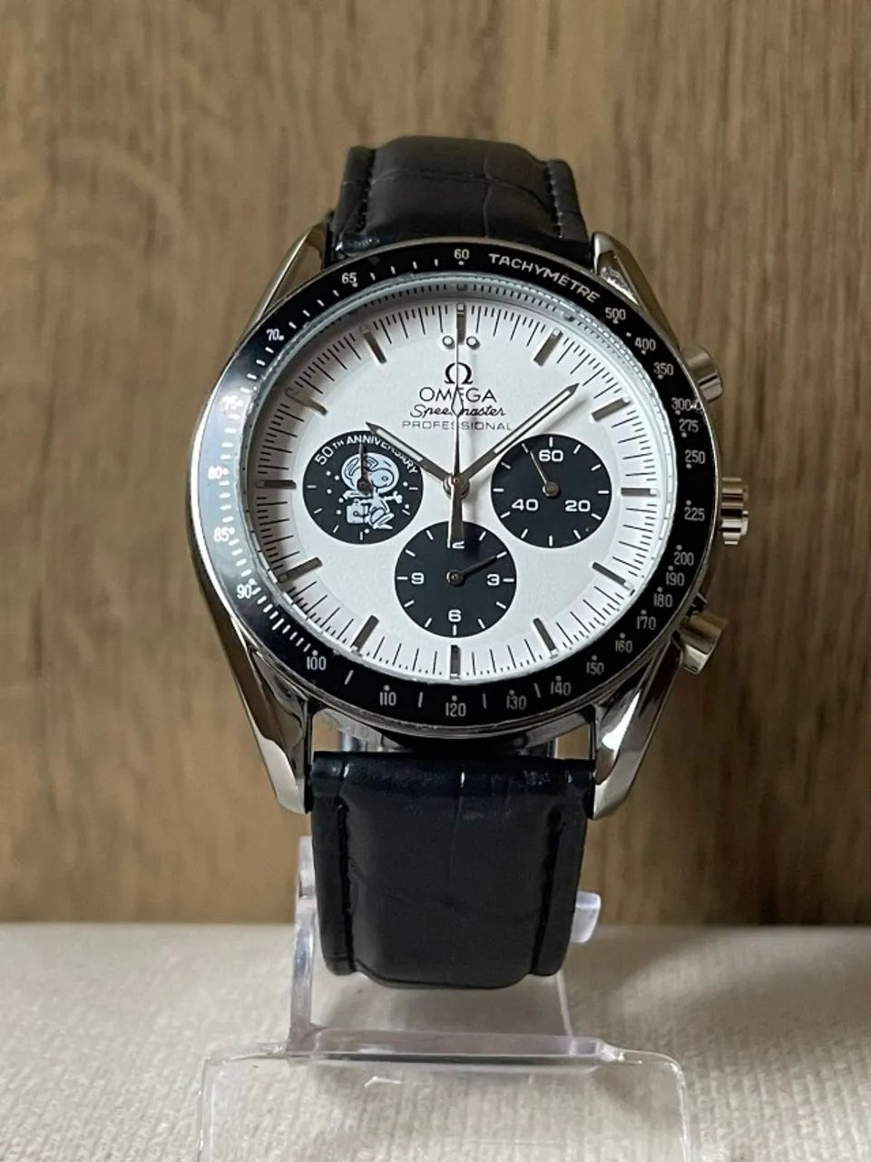 Relógio  Speedmaster TP - Prata, preto e branco - Pulseira de couro - Foto 3