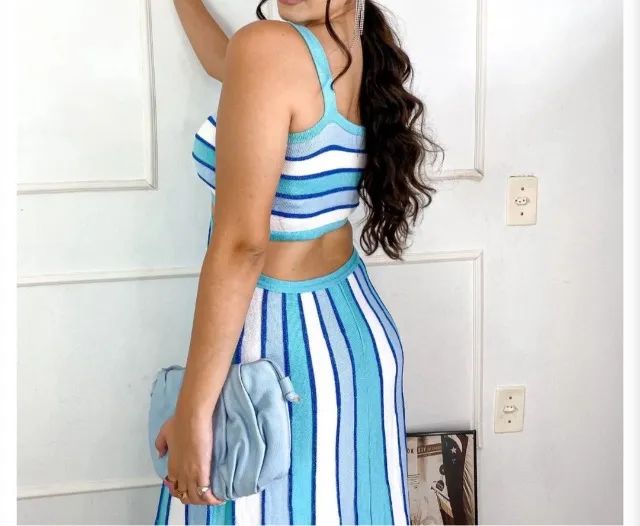 Vestido listrado azul - Foto 3