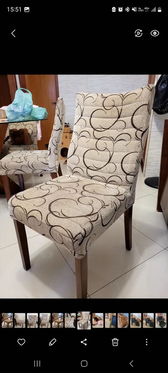 Conjunto de cadeiras de jantar, estofadas e em madeira. - Foto 2