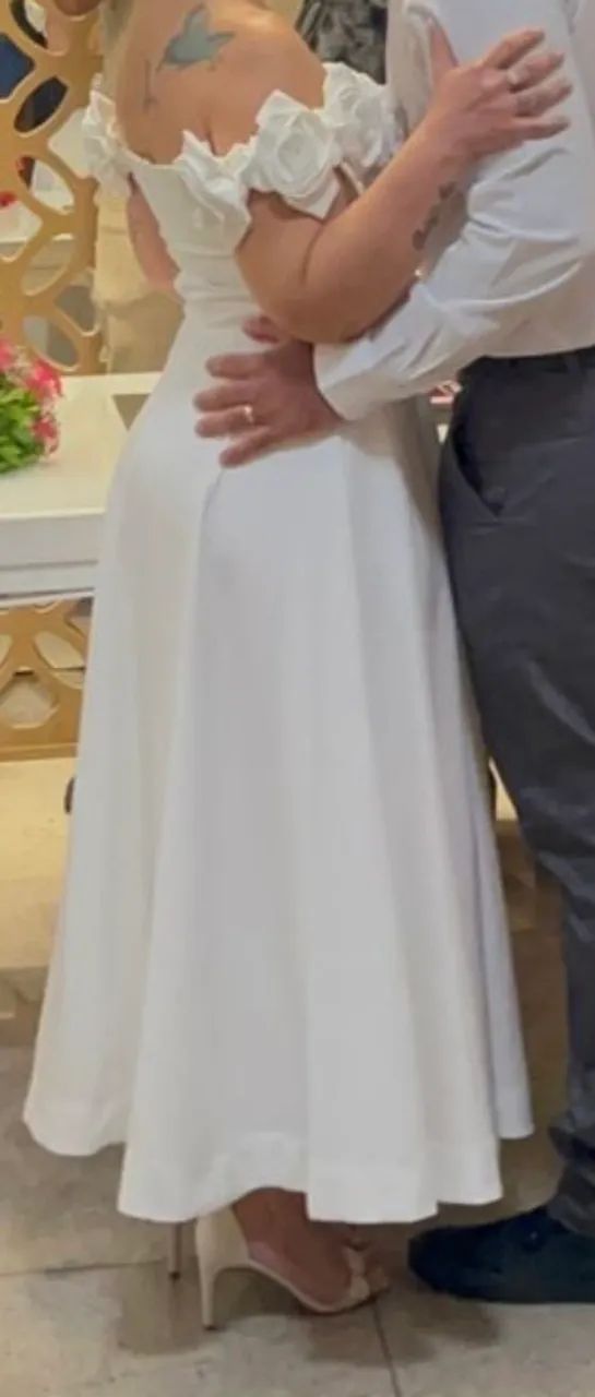 Vestido de noiva midi off white - Foto 4