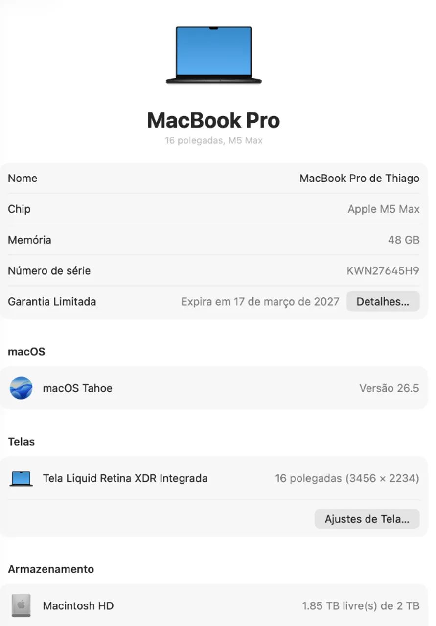 MacBook Pro M5 Max 48 GB / 2 TB 16" - Foto 3