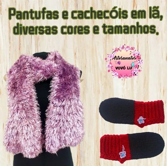 Cachecois e Meias em lã artesanais.