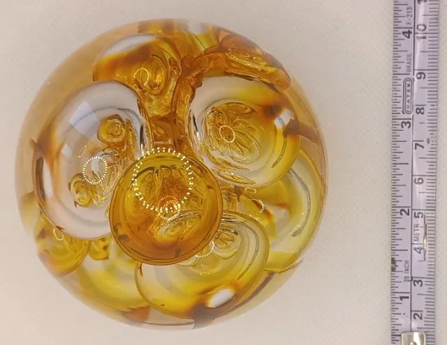 Peso de papel cristal Langham England âmbar grande decorativo - Foto 2