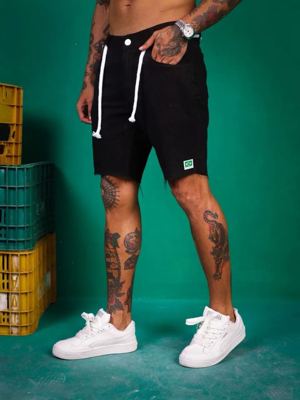 Bermudas jeans com cordinhas disponível  - Foto 3