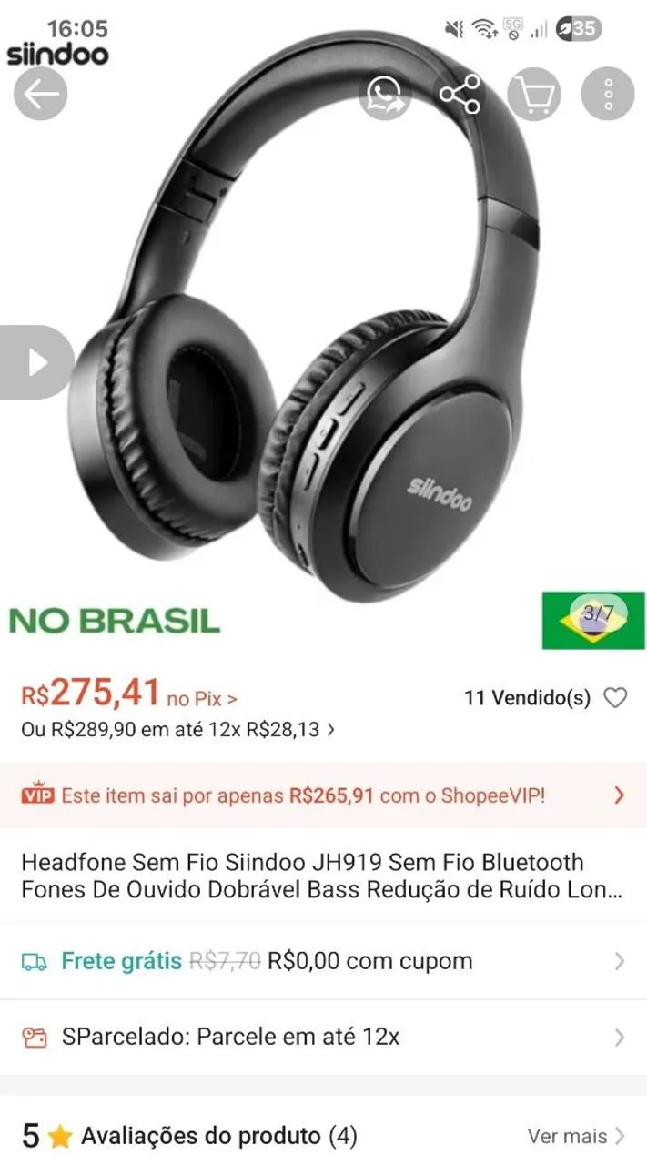 Fone Bluetooth Siindoo Over-ear - Foto 3