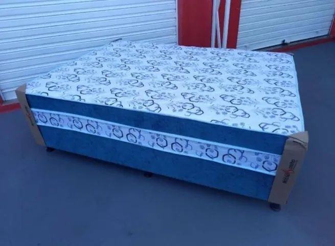 Cama Conjugada de Casal Azul/Branco Nosso Sonho