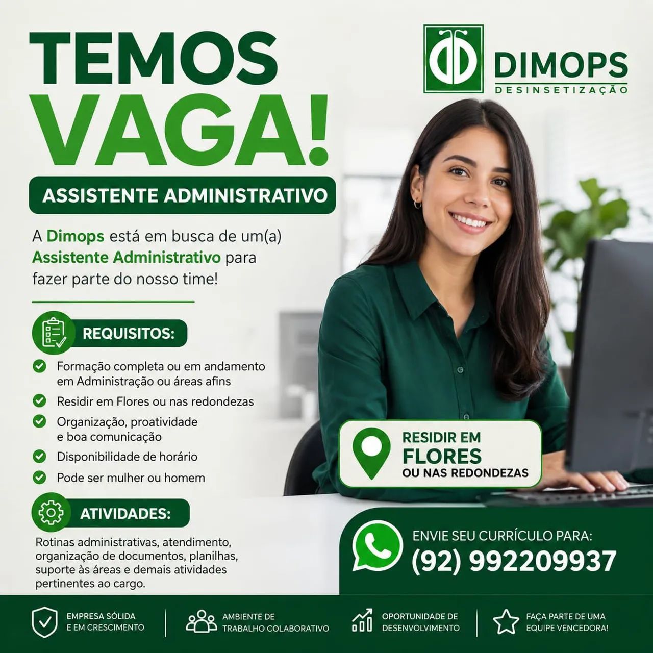 Estamos contratando assistente administrativo 