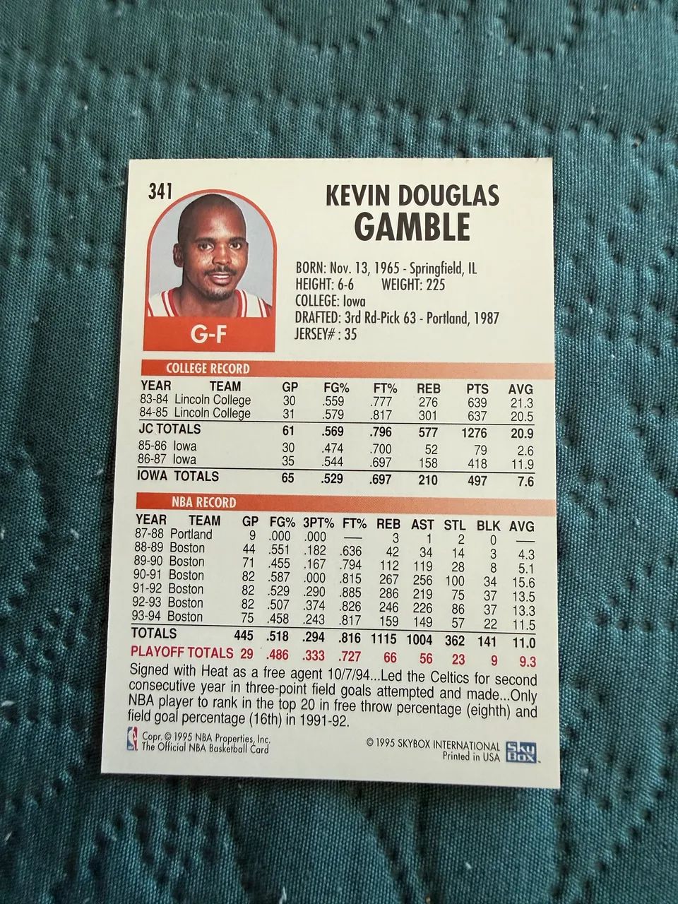 Kevin Gamble Hoops 1994-95 #341 Miami Heat - Foto 2
