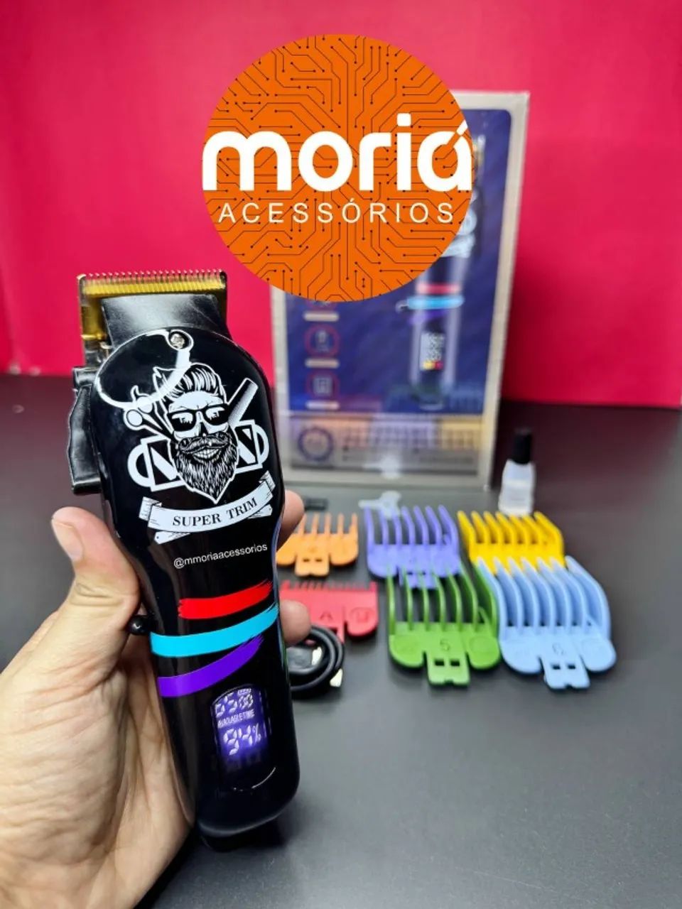 Máquina de Cortar Cabelo Profissional Recarregável 7 Pentes LFJ-1193